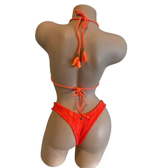 Brazilian Bikini Set - Orange Lace - Very High Quality! - Picture 4 of 5